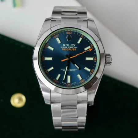 Superclone-Rolex-Milgauss-Blue-Dial-116400GV-1-450x450-1.webp Rolex Milgauss 40mm Blue Dial Green Crystal 116400GV - Image 1