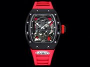 Replica Richard Mille RM052 Titanium Skeleton Tourbillon Watch with Red Rubber Strap - Image 2