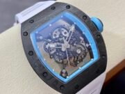 Replica Richard Mille RM055 NTPT Carbon Fiber Light Blue Skeleton Dial Super Clone Watch - Image 3