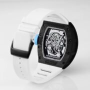Best Replica RICHARD MILLE RM 055 Skeleton Watch - Swiss Movement Super Clone, Carbon Fiber Case, Sporty White Rubber Strap - Image 9