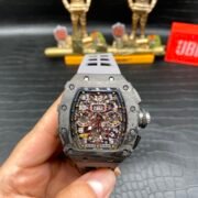 Swiss Richard Mille RM 11 Replica – 49mm Carbon Case, Skeleton Dial, Grey Rubber Strap - Image 2