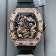 Swiss Richard Mille RM 51-01 Replica Tiger And Dragon Michelle Yeoh Watch with Diamond Bezel And Black Rubber Strap - Image 5