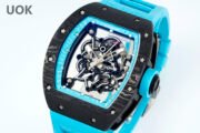 Best Replica RICHARD MILLE RM 55 – Swiss Movement Super Clone with Carbon Case & Blue Rubber Strap - Image 4
