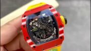 Best Richard Mille RM35-02 Replica – Red Carbon Case, Yellow Strap, Swiss Movement, Skeleton Dial - Image 2