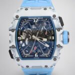 Best Swiss Richard Mille RM 35-03 Replica Rafael Nadal Watch for Men | White Carbon Fiber Case | Blue Strap