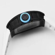 Best Replica RICHARD MILLE RM 055 Skeleton Watch - Swiss Movement Super Clone, Carbon Fiber Case, Sporty White Rubber Strap - Image 6