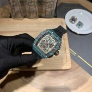 Swiss Replica Richard Mille RM 11-03 Carbon Turquoise Case Watch – Skeleton Dial Luxury Men's Timepiece - Image 5