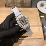 Elegant Swiss Richard Mille RM 07-01 Replica White Ceramic & Rose Gold Diamond Dial Watch – Luxury Style For Women - Image 4
