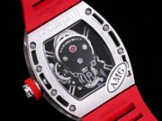 Best Swiss Replica RICHARD MILLE RM 52 Tourbillon Super Clone Watch – Skull Skeleton Dial, Red Strap - Image 7