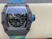 Replica Richard Mille RM 35-02 Swiss NTPT Carbon Fiber Case, Blue Rubber Strap Watch - Image 7