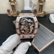 Swiss Richard Mille RM 51-01 Replica Tiger And Dragon Michelle Yeoh Watch with Diamond Bezel And Black Rubber Strap - Image 3