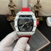 Richard Mille RM 35-01 Replica Rafael Nadal White Carbon Case Red Strap Watch | Swiss Movement, Skeleton Dial - Image 5