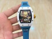 Richard Mille RM 88 Smiley Automatic Tourbillon Replica White Ceramic Blue Strap Watch - Image 4