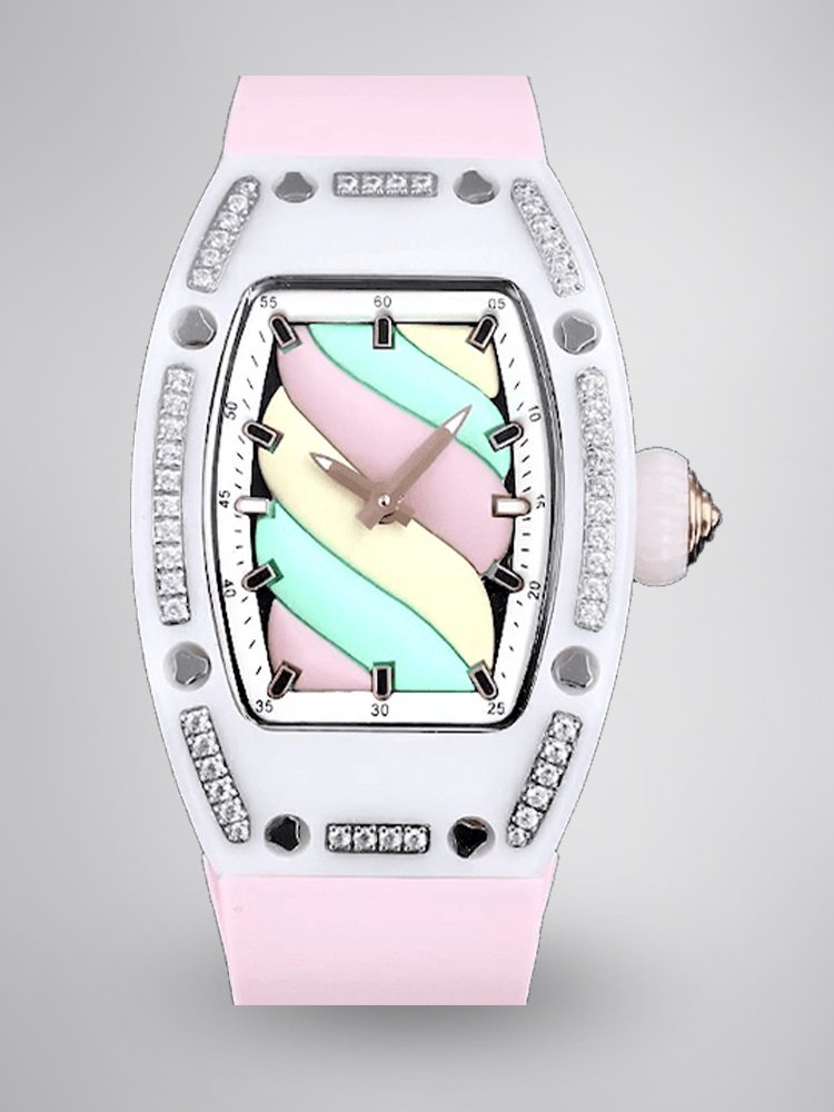 f871363cf3c2ed020535a641782b9036.jpg Swiss Replica Richard Mille RM 07-01 Bonbon Collection Pink Marshmallow – Diamond Ceramic Case, Ladies Luxury Watch - Image 1