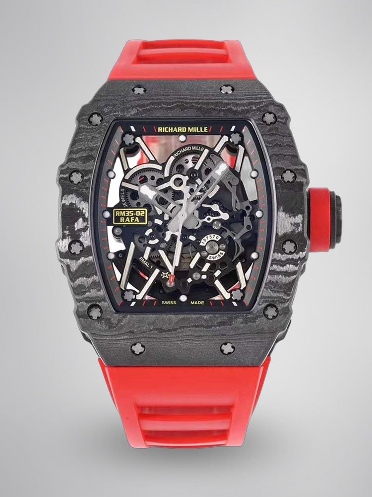 f984c7c89515f2132808e307c9239406.jpg Replica Richard Mille RM35-02 Red Rubber Strap Swiss Movement Sports Watch - Image 1