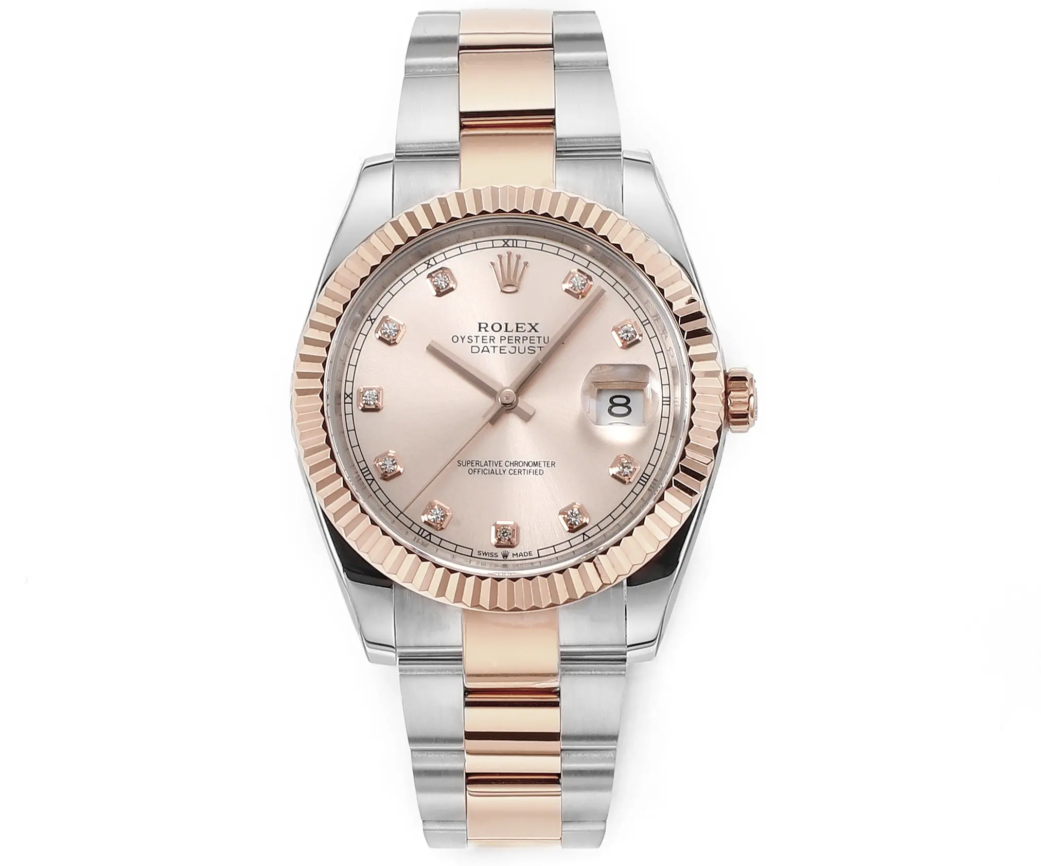 src_0-101.webp Rolex Datejust 41mm Two-Tone Rose Gold and Stainless Steel Watch with Diamond Dial - Image 1