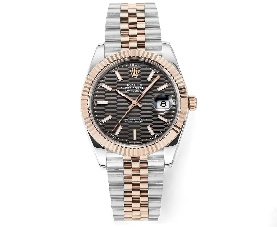 src_0-104.webp Rolex Datejust 41mm Watch – Two-Tone Steel and Rose Gold with Fluted Bezel - Image 1