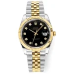 Rolex Datejust 41mm Watch – Two-Tone Steel and Gold with Black Diamond Dial