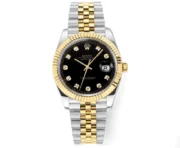 Rolex Datejust 41mm Watch – Two-Tone Steel and Gold with Black Diamond Dial