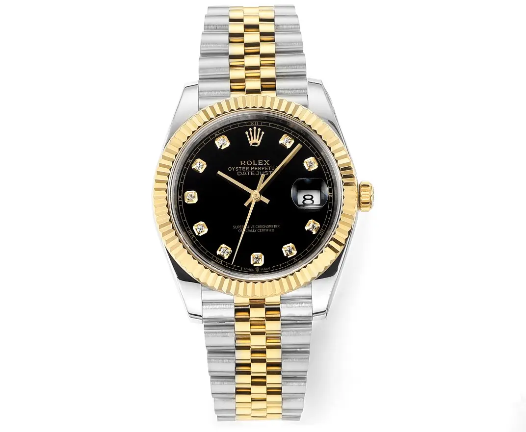 src_0-108.webp Rolex Datejust 41mm Watch – Two-Tone Steel and Gold with Black Diamond Dial - Image 1