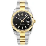 Rolex Datejust 41mm Watch – Two-Tone Gold/Steel, Black Dial, Fluted Bezel