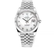 Rolex Datejust 41mm Silver Stainless Steel Watch with Diamond Dial, Fluted Bezel