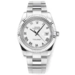 Rolex Datejust 41mm Silver Fluted Bezel White Dial