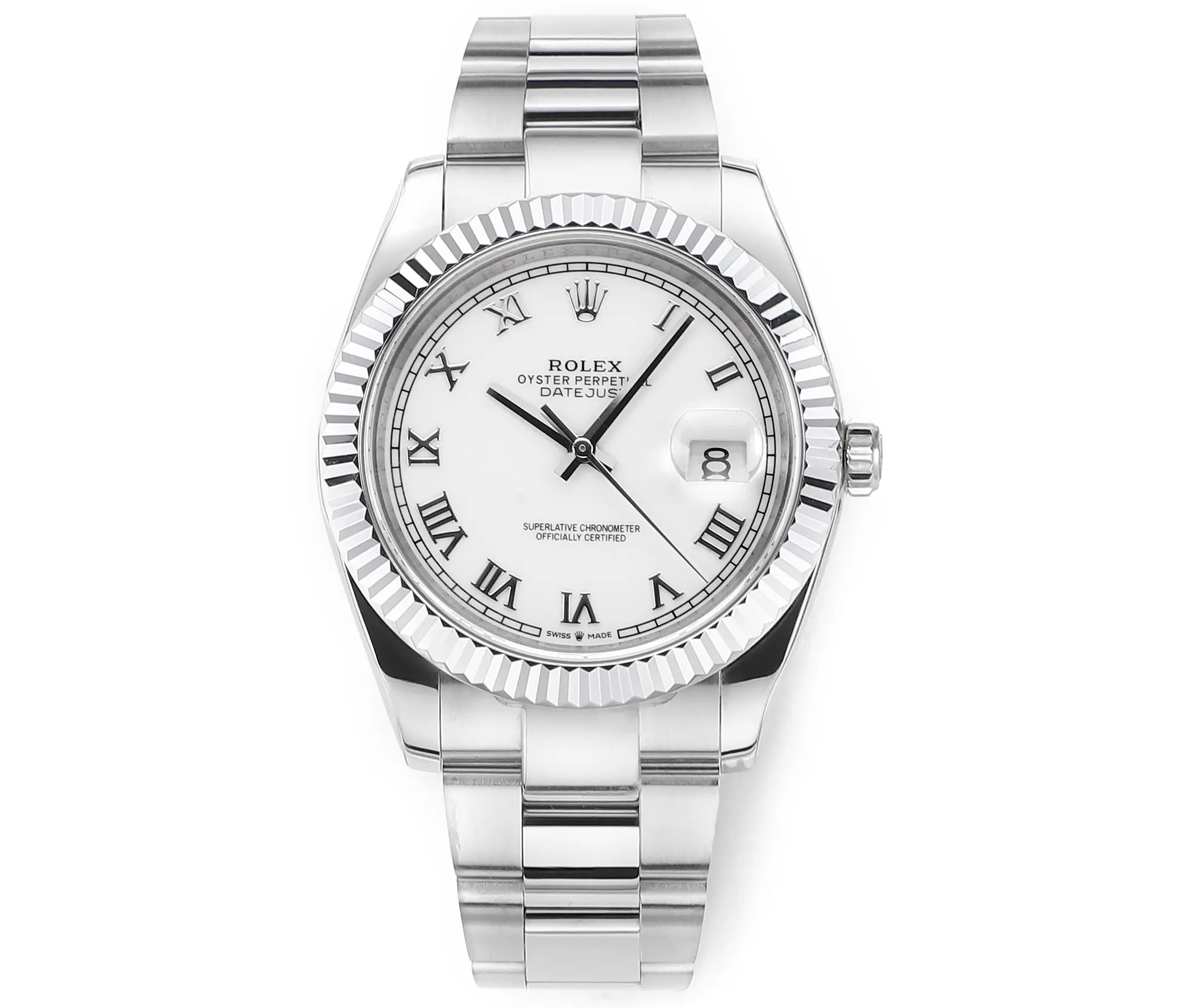 src_0-113.webp Rolex Datejust 41mm Silver Fluted Bezel White Dial - Image 1