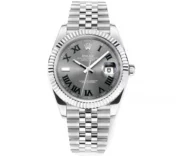 Rolex Datejust 41mm Watch – Silver with Grey Dial, Fluted Bezel
