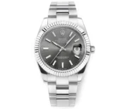 Rolex Datejust 41mm Watch – Silver Fluted Bezel, Grey Dial, Stainless Steel Bracelet Rolex