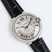 Cartier Ballon Bleu 40 Automatic Black Leather Watch – High-Quality Cartier - Image 2