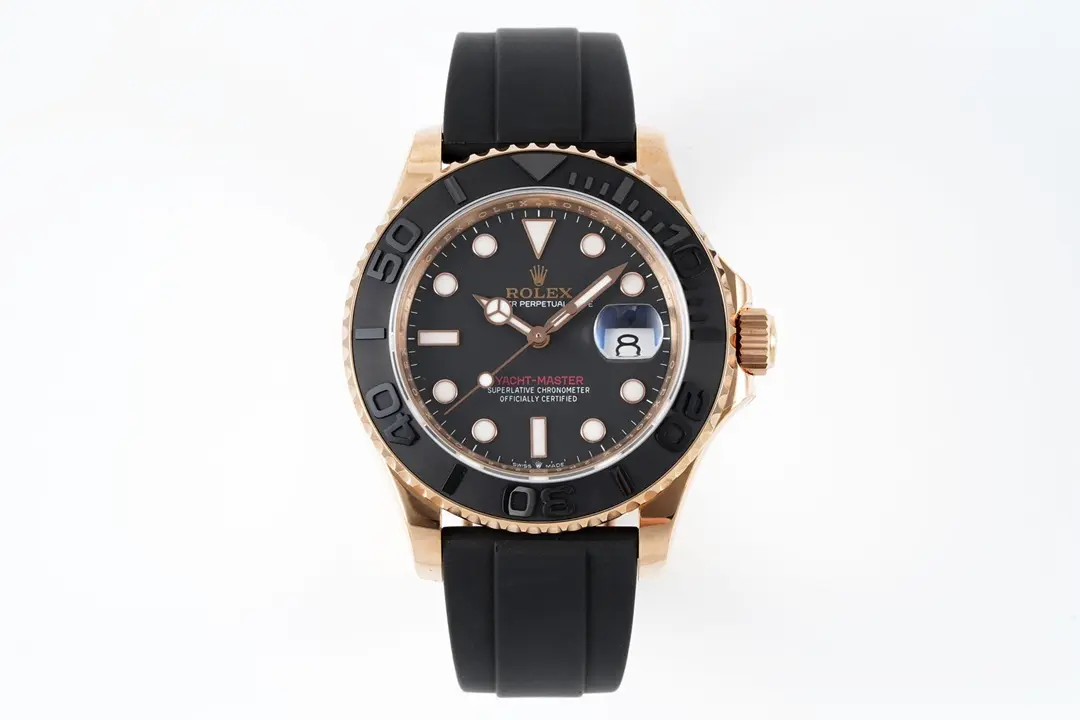 src_0-141.webp Rolex Yacht-Master 40mm Rose Gold Black Dial Rubber Strap Automatic - Image 1