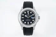 Rolex Yacht-Master 42mm Black Dial Diamond Bezel Rubber Strap Watch