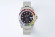 Rolex Submariner Rainbow Bezel Watch – Black Dial with Pink Markers, 40mm Stainless Steel Case