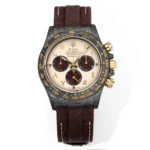 Rolex Daytona Carbon Fiber Custom Edition Watch – Black with Brown Strap
