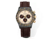 Rolex Daytona Carbon Fiber Custom Edition Watch – Black with Brown Strap