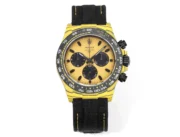 Rolex Daytona Carbon Fiber Night Glow Case Watch – Yellow with Black Strap