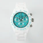 Rolex Daytona Ceramic Watch – White Strap, Turquoise Dial