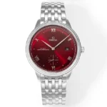 Omega De Ville Prestige Red Dial Steel Watch