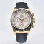 Rolex Daytona 116518 Gold Engraved Natural Cloud Mother-of-Pearl Dial Watches with Black Rubber Strap