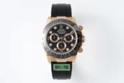 Rolex Daytona Rose Gold Black Dial Rubber Strap