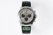 Rolex Daytona Cosmograph Watch – Silver Dial, Black Rubber Strap