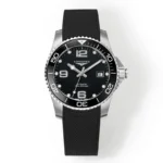 Longines Conquest Black Dial Rubber Strap