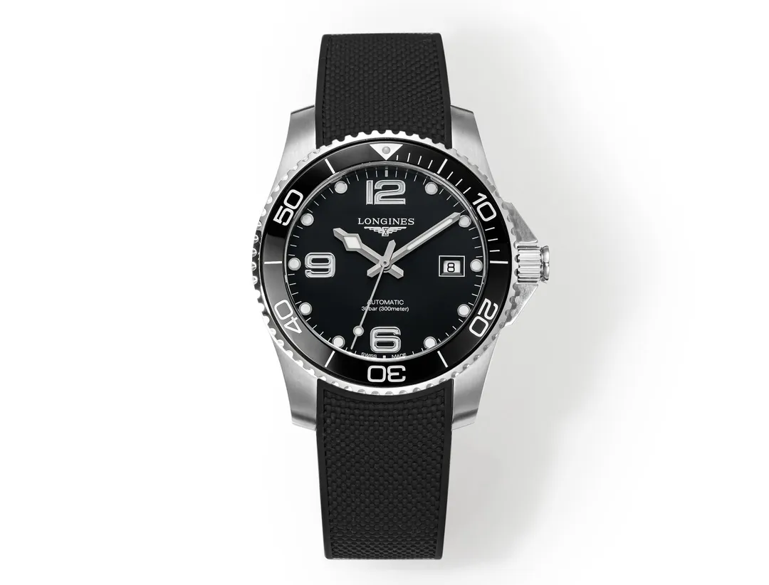 src_0-265.webp Longines Conquest Black Dial Rubber Strap - Image 1