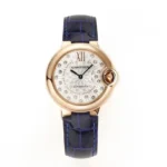 Cartier Ballon Bleu WJBB0080 Rose Gold Blue Leather