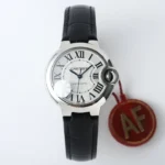 Cartier Ballon Bleu 33mm Silver White Leather