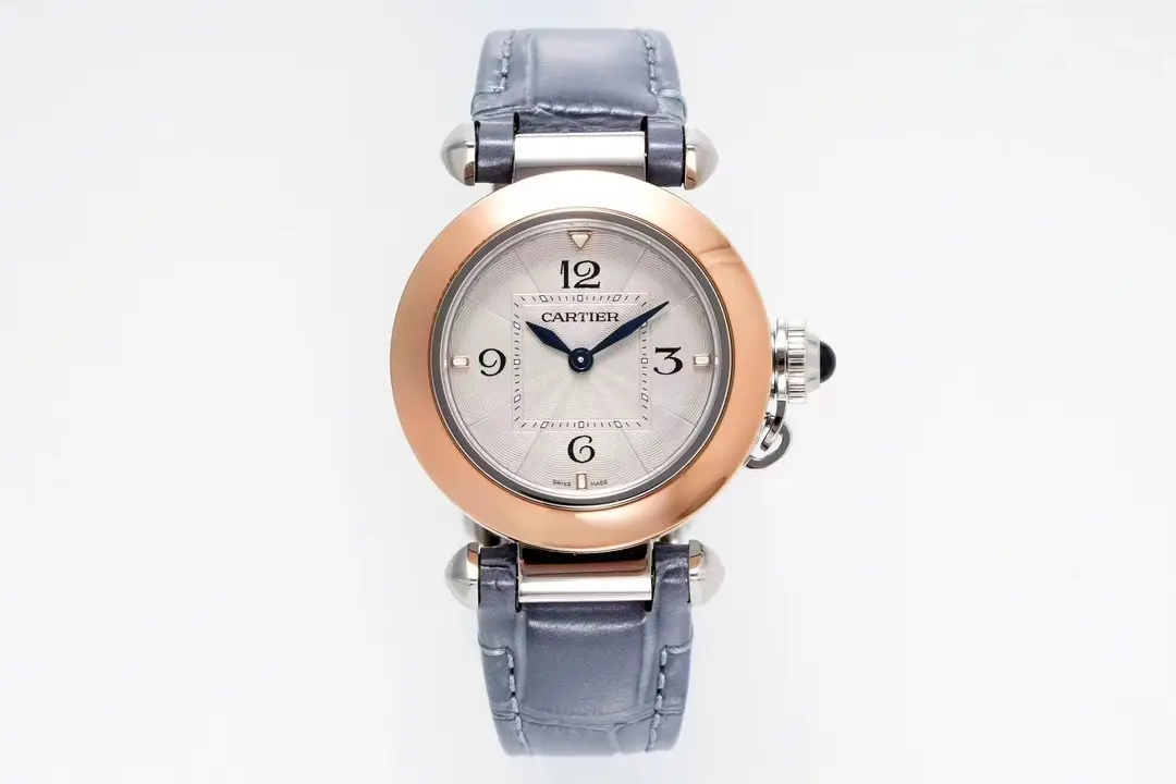 src_0-43.webp Cartier Pasha de Cartier Watch Rose Gold Blue Leather - Image 1