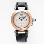 Cartier Pasha de Cartier Watch Rose Gold Black Leather