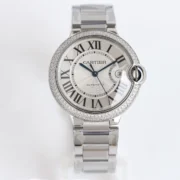 Cartier Ballon Bleu 40mm Steel Watch Silver