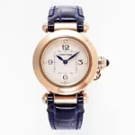 Cartier Pasha de Cartier Ladies Watch Rose Gold Blue Leather